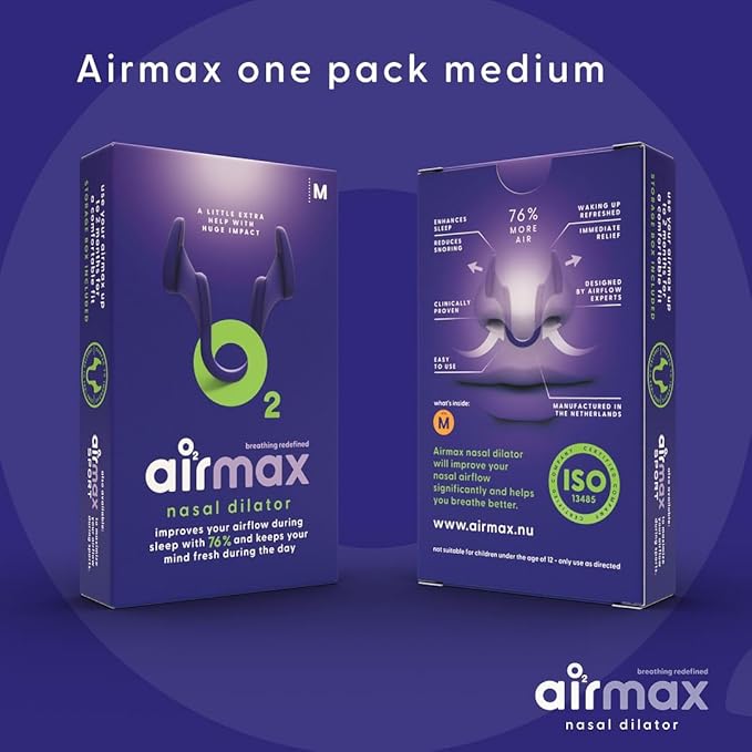 AIRMAX Nasal Dilator for Breathing - 76% More Airflow - Anti snoring Devices - Nostril Opener - Congestion Relief and snoring Solution - 1x Medium Orange