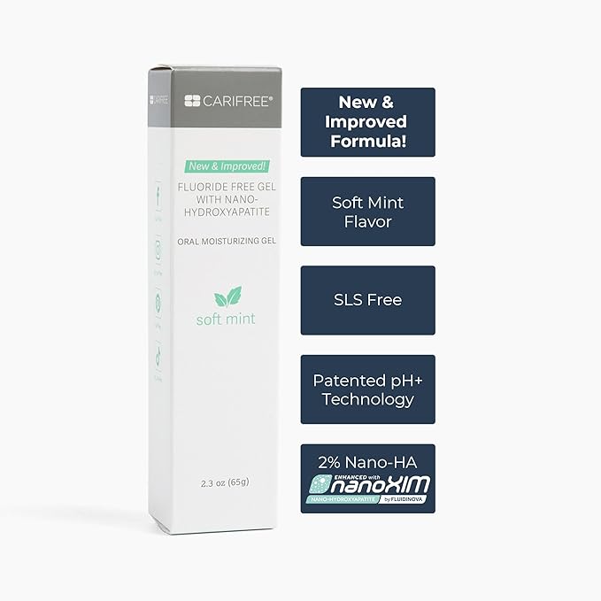 CariFree Fluoride Free Gel, Mint Flavored, Nano Hydroxyapatite Toothpaste, Neutralizes pH, Freshens Breath & Moistens Mouth, Dentist Recommended for Oral Care, (2.3 Ounce (Pack of 2), Soft Mint