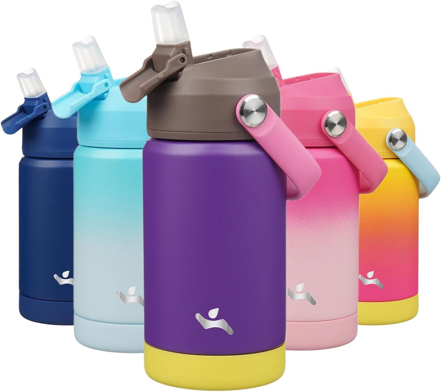 Insulated Water Bottle with Straw Lid,12 oz Stainless Steel Vacuum Metal Bottle with Silicone Handle,Violets