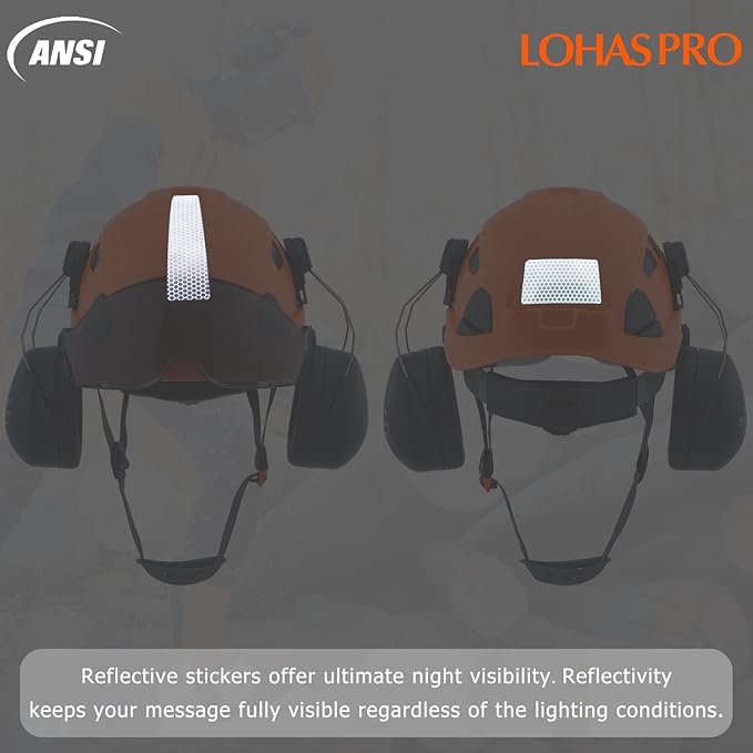 LOHASPRO Arborist Forestry Helmet Safety Hard Hat with Visor and Ear Muffs for Tree Service Logging Cutting Wood Chainsaw Helmet Garden Work Mowing(P91 Orange+Smoked Visor+Earmuff)