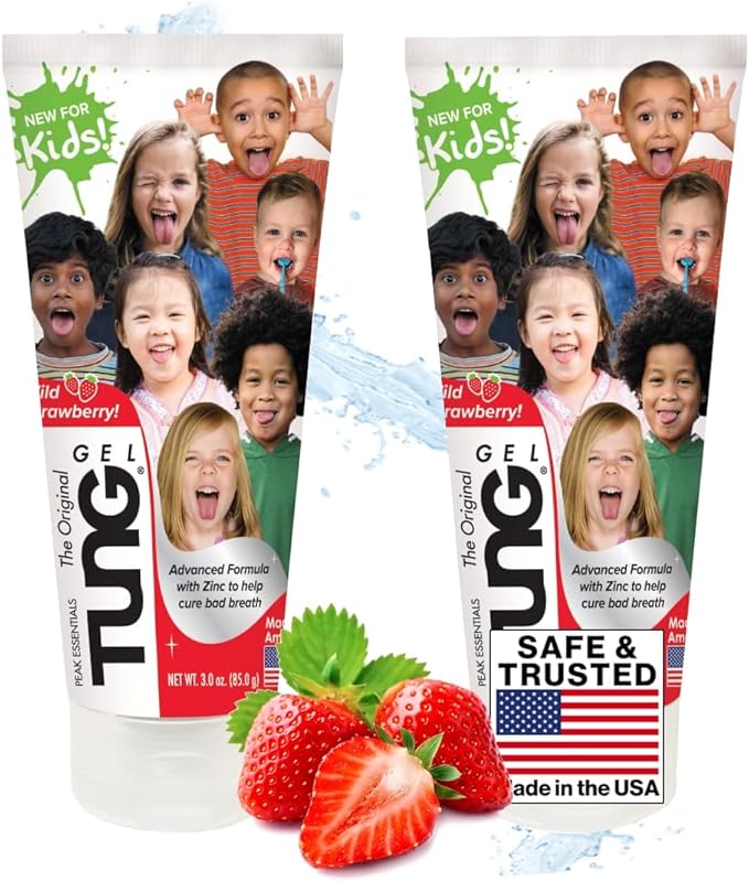 Tongue Cleaner Gel for Kids, Kids Tongue Cleaner Paste, Children's Tongue Scraper, Childs Tongue Scrubber, Fight Bad Breath, Made in USA (Set of 2)