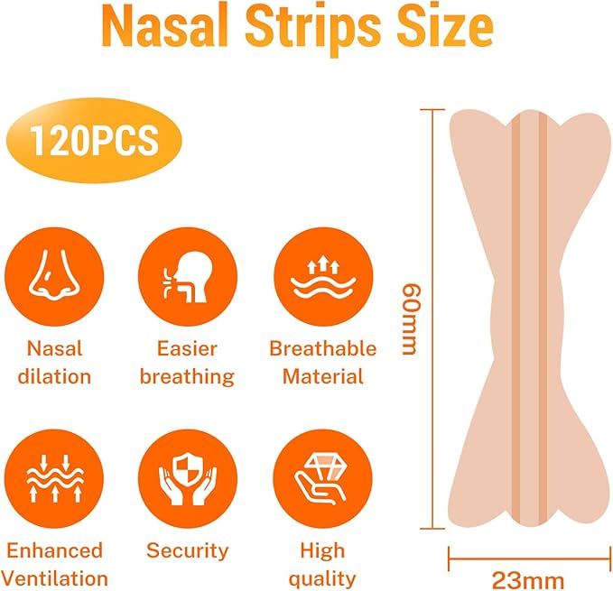30Pcs Nasal Strips Anti Snoring, Extra Strength Nose Strips Breathing, Nose Tape for Sports and Sleep, Anti Snoring Strips Help Stop Snoring and Nasal Congestion Relief