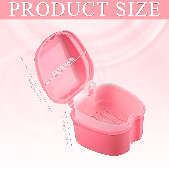 Zubebe 20 Pcs Denture Bath Retainer Case Holder Bulk with Strainer Basket Dental Cup Denture Soaking Container False Teeth Storage Box for Travel Cleaning Brace Mouth Guard, 5 Colors