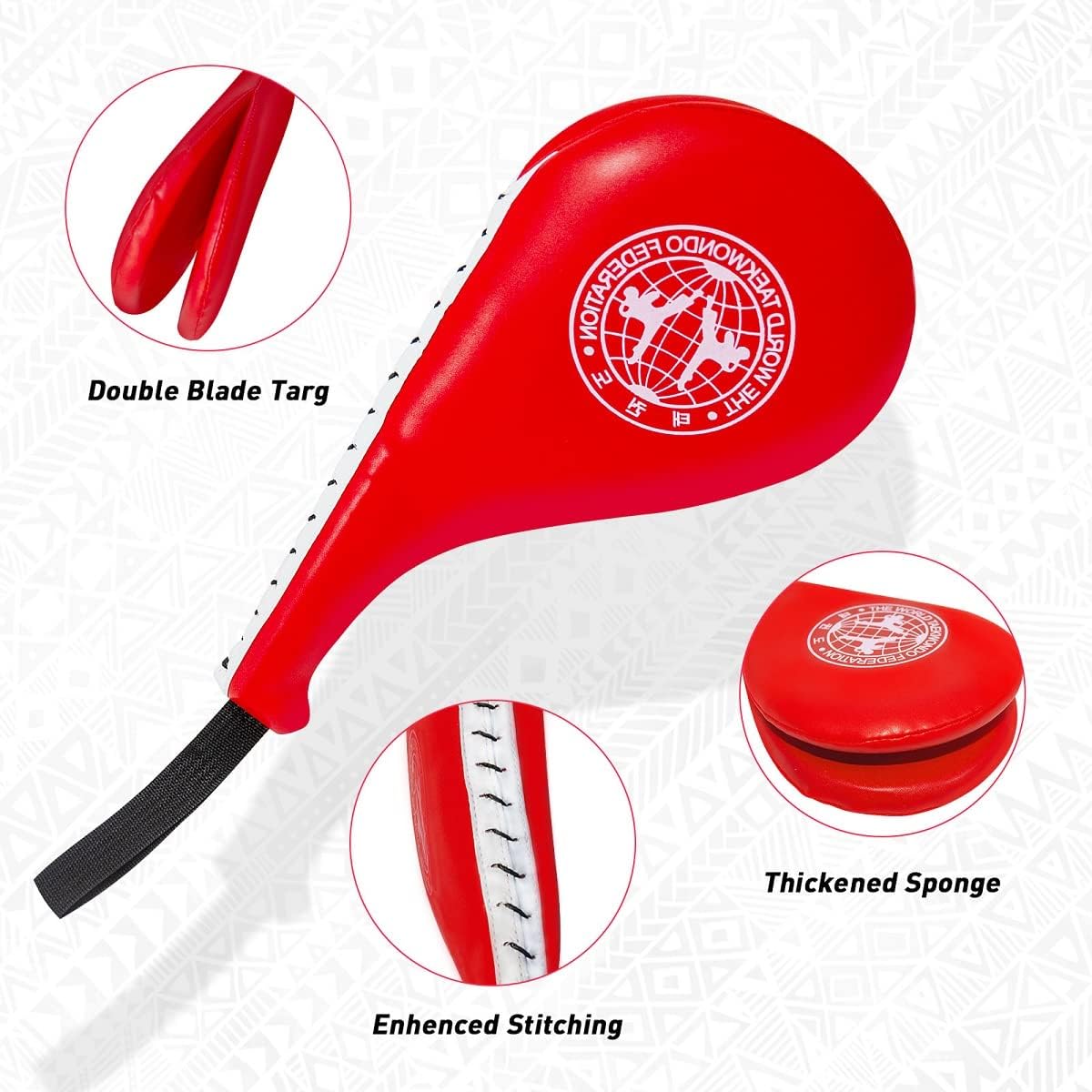 2PCS Taekwondo Kick Pads, Double Strike Karate Kicking Targets for Effective Martial Arts Training, Durable Materials Red and Black Taekwondo Paddles Perfect for Both Adults and Kids.