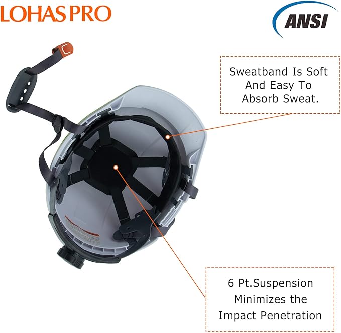 LOHASPRO Hard Hats Electrician Construction Work Safety Helmet Cap Style ANSI Z89.1 Approved OSHA Hardhat Men Electrical Worker Hard Hat with Chin Strap Type I Class C,E&G (P0 White)