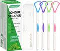 Tongue Scraper Cleaner 100% BPA Free Tongue Scrapers with Travel Handy Case for Adults, Kids, Healthy Oral Care, Easy to Use, Help Fight Bad Breath (4 PACK)