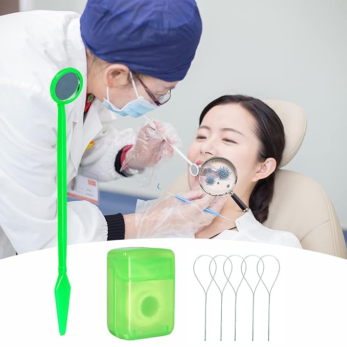 Braces Cleaning Kit for Teeth, Portable Orthodontic Toothbrush Kit Oral Care Dental Travel Kit - Interdental Brush Dental Wax Dental Floss Toothbrush Box (Green B)