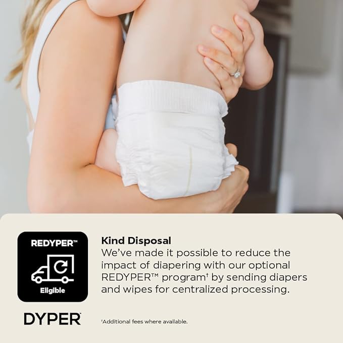 DYPER Baby Diapers Size 1 (216 Count) – Plant-Based, Hypoallergenic, Fragrance Free & Ultra Absorbent Disposable Diapers for Day and Overnight Skin Protection, Monthly Pack Size 1 Diapers
