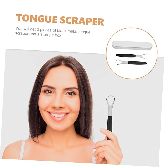 GALPADA Tongue Scraper for Adults Oral Care Tool Stainless Steel Tongue Cleaner Storage Box for Easy Cleaning