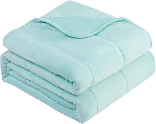 L'AGRATY Weighted Blanket - 60"x80" 15lbs Soft Breathable Heavy Blanket Minky Material with Glass Beads for Adult All-Season Summer Fall Winter Soft Thick Comfort