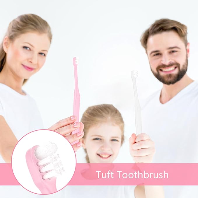 4 Pcs Tuft Toothbrush Tiny Small Head End Tapered Toothbrush Soft Gaps Nursing Orthodontic Gum Toothbrushs Single Compact Interdental Interspace Brush for Dental Cleaning