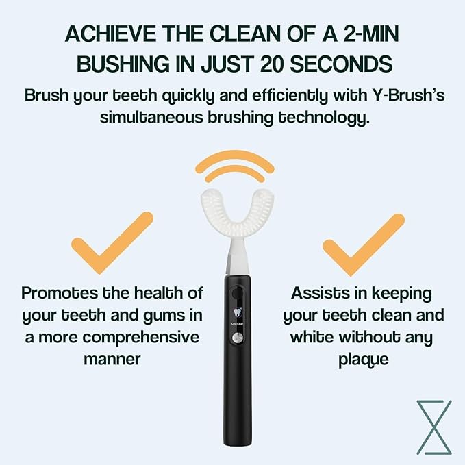 Y-Brush New Ultra Premium 2025 - Sonic Toothbrush 6 Brushing Modes - 6-Month Battery with USB-C, Advanced Plaque Removal, Whitening Technology, Clinically Proven - Adult