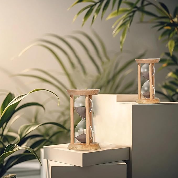 1 Minute Sand Timer,Mini Hourglass 1 Min,Small Wooden Frame Sandglass,Brown Sand Watch for Classroom,Baking,Game,Desk Decor