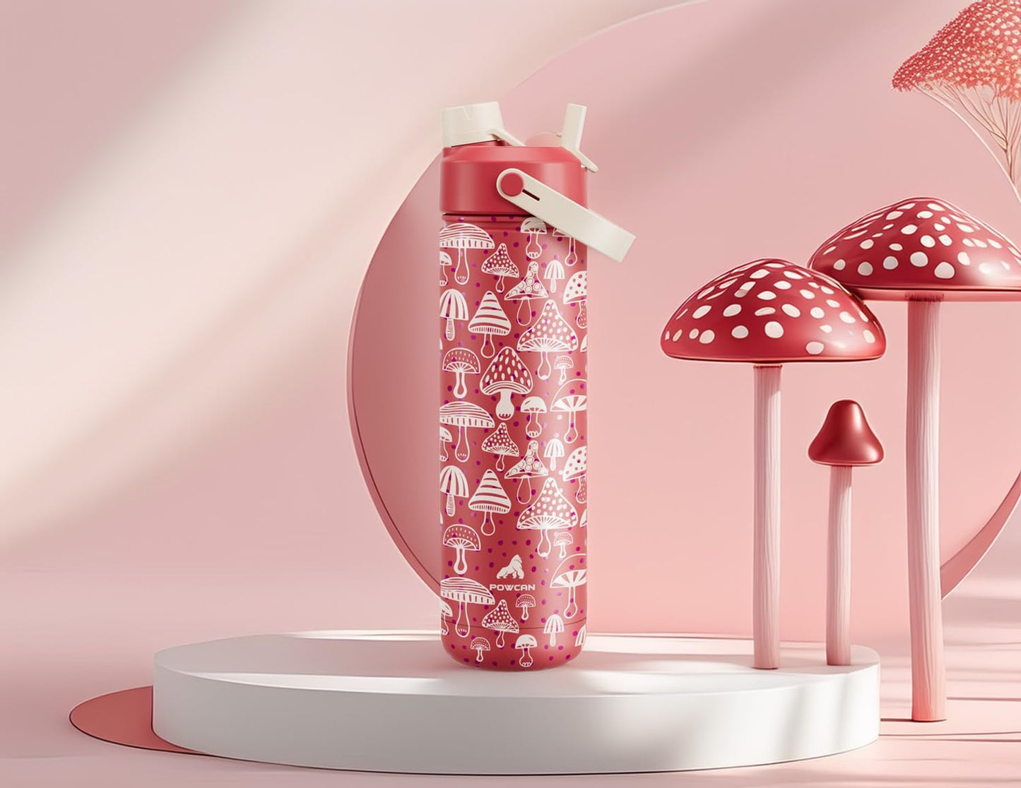 26 oz Insulated Water Bottle with 2-in-1 Straw and Spout Lid, Keep Cold 24H, Leak-Proof, Fits in Car Cup Holder, Stainless Steel Water Bottle for Sports, Travel, Gym, and School (Shroom Parade)