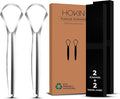 HOKIN Tongue Scraper for Adults with Travel Cases (2Pcs Oral Care Pack) - 100% Metal Spoon Shaped Tongue Cleaners, Tough Scrapers for Oral Hygiene