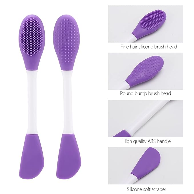 10 Pack Silicone Face Mask Applicator, 2 in 1 Double-Sided Facial Scrubber Brush Tool, Double-Head Manual Cleansing Brush for Deep Gentle Exfoliating