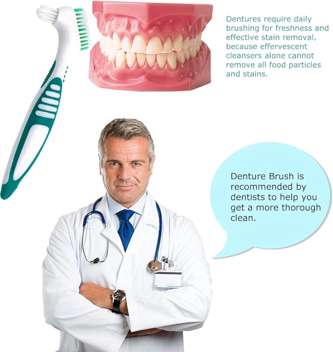 Premium Hygiene Denture Cleaning Brush Set, Multi-Layered Bristles & Ergonomic Rubber Handle, for Denture Care(Purple & Green)