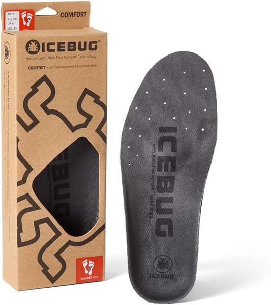 Icebug Comfort Insoles with Dynamic Arch Support, Charcoal Medium Arch, M 4/W 5.5-6