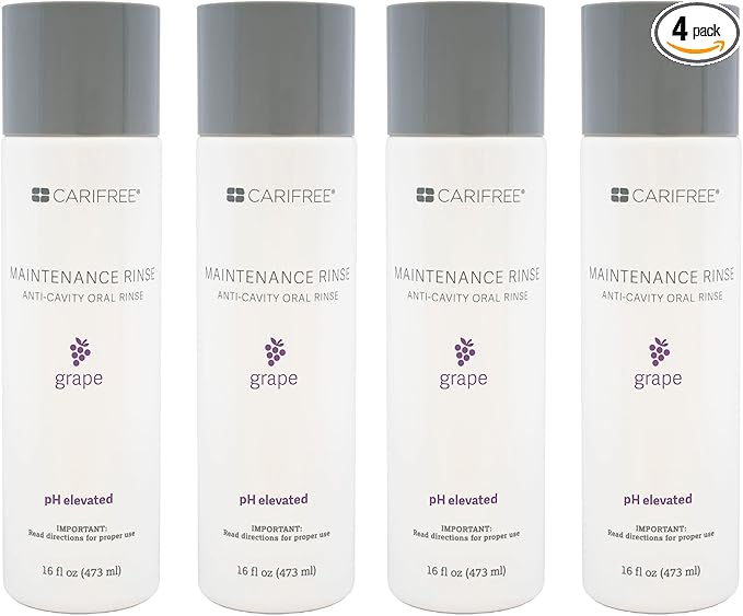 CariFree Maintenance Rinse, Grape Flavor, Anti-Cavity Fluoride Mouthwash, Dentist Recommended, Prevents Oral Decay, Freshens Breath, Alcohol-Free, Neutralizes pH (16 Fl Oz (Pack of 4)