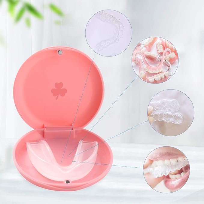 (2 Pack) Retainer Cases,Solid Orthodontic Retainer Case (Pink)