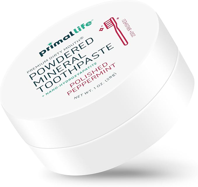 Primal Life Organics - Dirty Mouth Toothpowder, Tooth Cleaning Powder, Flavored Essential Oils with Natural Kaolin & Bentonite Clay, Good for 200+ Brushings, Paleo, Organic, Vegan (Peppermint, 1 oz)