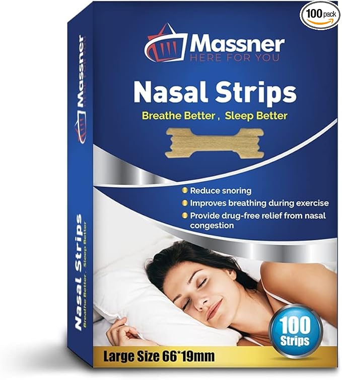 Nasal Strips for Snoring & Breathing – Soft, Plastic-Free Nose Strips for Sleeping – Drug-Free, No Magnet Design for Comfortable Airflow (100 Count)