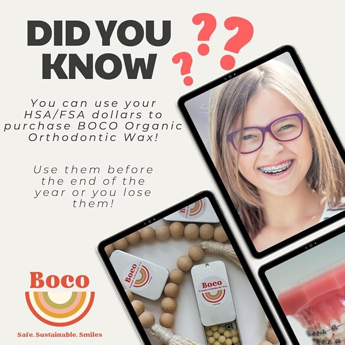 Organic Orthodontic Wax – Natural Braces Protection, Long-Lasting Comfort, Pre-Cut Wax Pieces in Aluminum Travel Case (75 Buttons) - Orange Clove