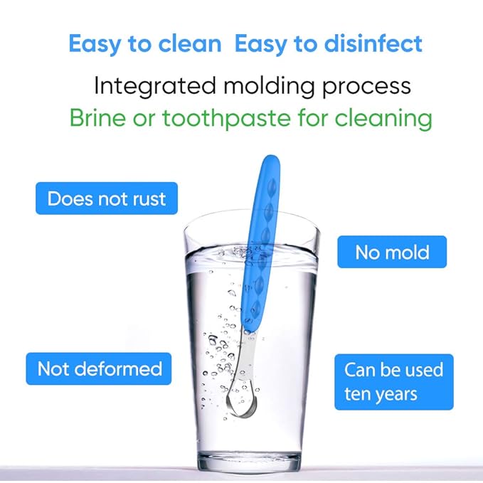 New Version Tongue Scraper Cleaner for Adults & Kids, Medical Grade Metal Tongue Brushes Set for Fresh Breath Dental Eliminate Bad Breath in Seconds (Green)