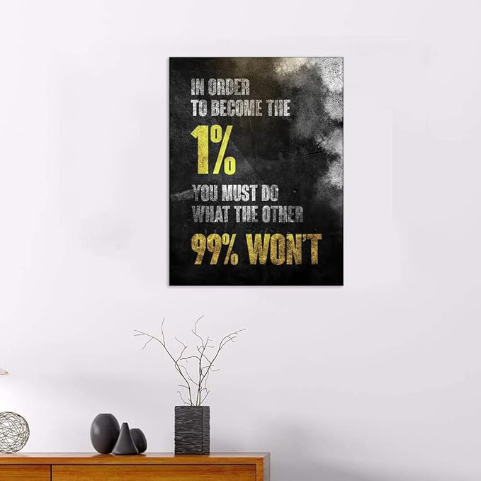 KaiLeFu-1% Entrepreneur Motivational Canvas Wall Art -Inspirational Wall Art Poster Quotes - Canvas Artwork Picture Print Framed for Home Office Bathroom Bedroom Bathroom Wall Decor-12 x16