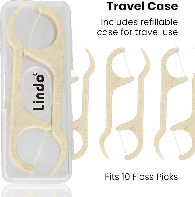 Lindo Eco Floss Picks 200 pcs with Travel Case (Single Thread)