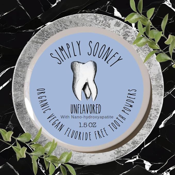 Unflavored Simply Sooney Fluoride Free Vegan Remineralizing Tooth Powder I for Naturally Stronger Teeth (Nano-hydroxyapatite)
