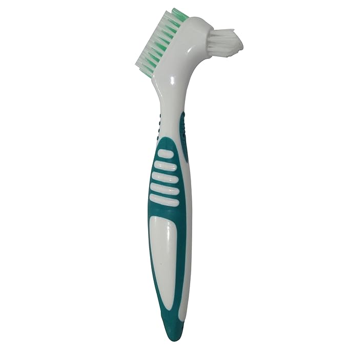 2-Pack Denture Cleaning Brush Set- Hygiene Denture Cleaner Set for Denture Care- Top Denture Cleanser Tool w/ Multi-Layered Bristles & Rubber Handle