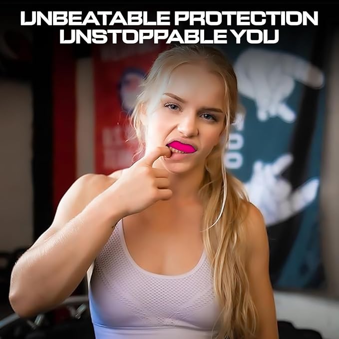 Sports Mouth Guard for Kids,Youth,Boys,Girls,Child Teen Mouthguard with Case (BPA Free) for Boxing, Martial Arts,MMA Karate,Lacrosse,Football,Soccer and All Contact Sports (Pink)