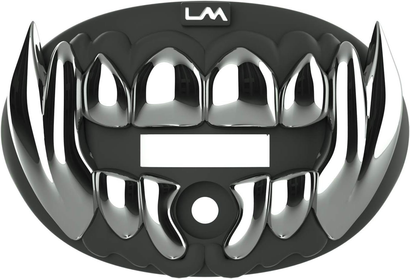 Loudmouth Football Mouth Guard - 3D Chrome Beast Football Mouthpiece, Fits Adult & Youth Ages 5+, Accessories Mouth Guard (3D Beast - Chrome Black/Silver)