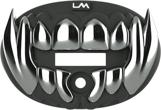 Loudmouth Football Mouth Guard - 3D Chrome Beast Football Mouthpiece, Fits Adult & Youth Ages 5+, Accessories Mouth Guard (3D Beast - Chrome Black/Silver)