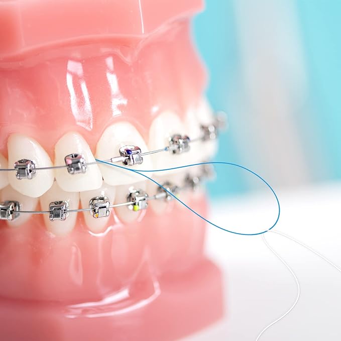 Floss Threaders, Deep Clean Dental Floss Threader for Braces, Bridges, and Implants 210PCS(6Pack),Blue