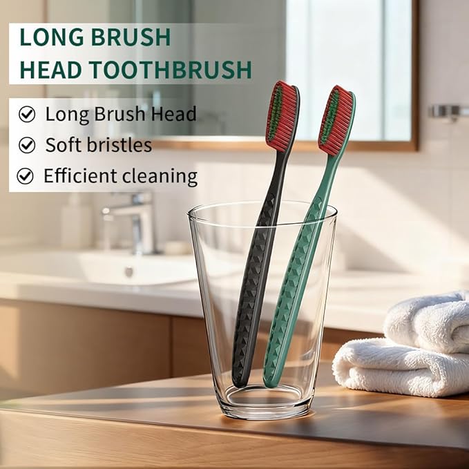Big Head Manual Toothbrush - 5 Pack, Ultra Soft Bristle Toothbrushes for Adults, Extra Soft Flossing Toothbrush for Sensitive Teeth