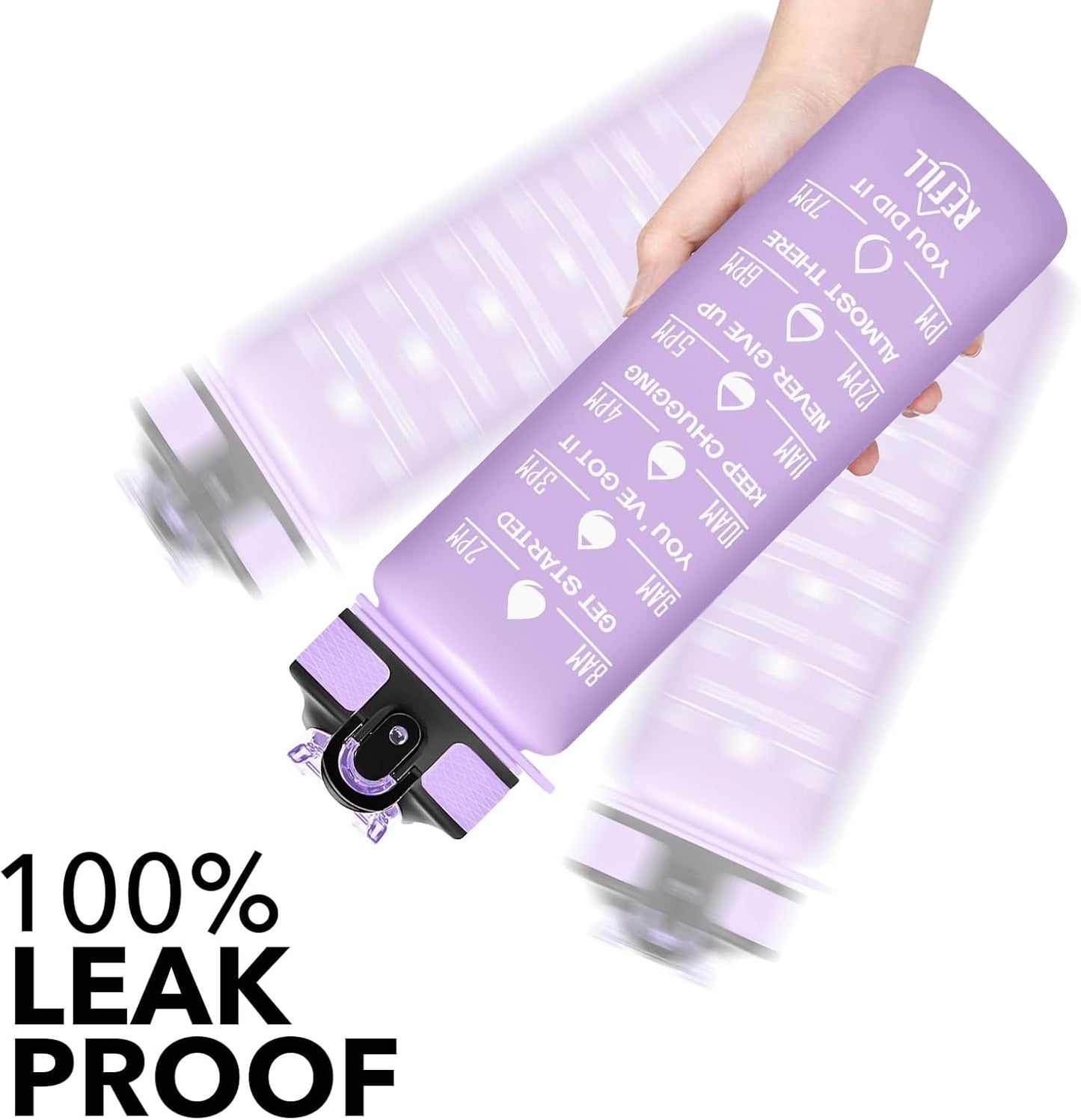 Hyeta 32 oz Water Bottles with Times to Drink and Straw, Motivational Water Bottle with Time Marker, Leakproof, Drinking Sports Water Bottle for Fitness, Gym and Outdoor