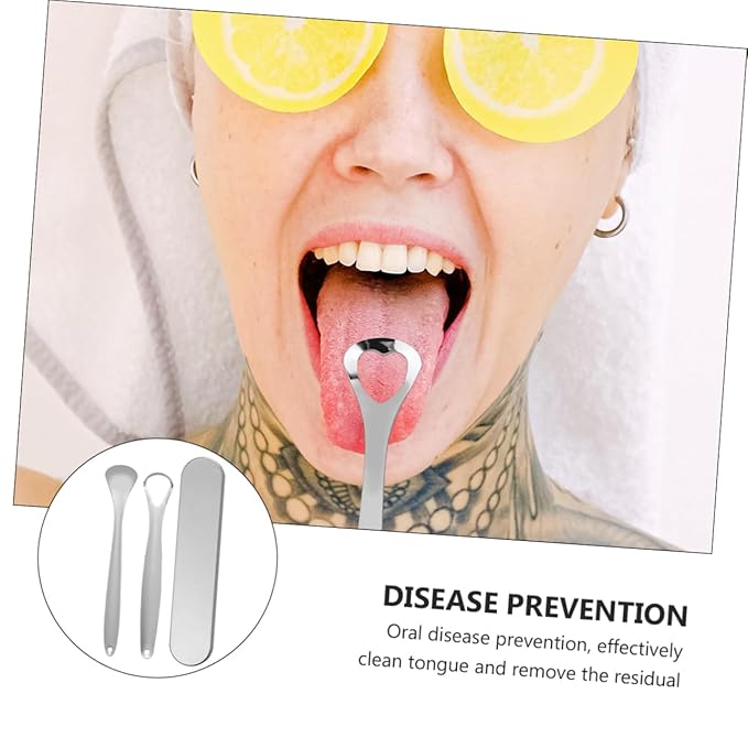 1set Stainless Steel Tongue Scraper for Oral Care Ergonomic Design for Comfortable Grip to Combat Bad Breath and Halitosis Easy to Clean and Travel Friendly