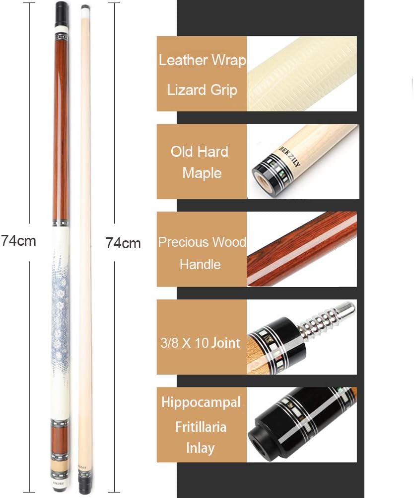 2-Piece Pool Cue Stick + Pool Cue Case with Carbon Extension