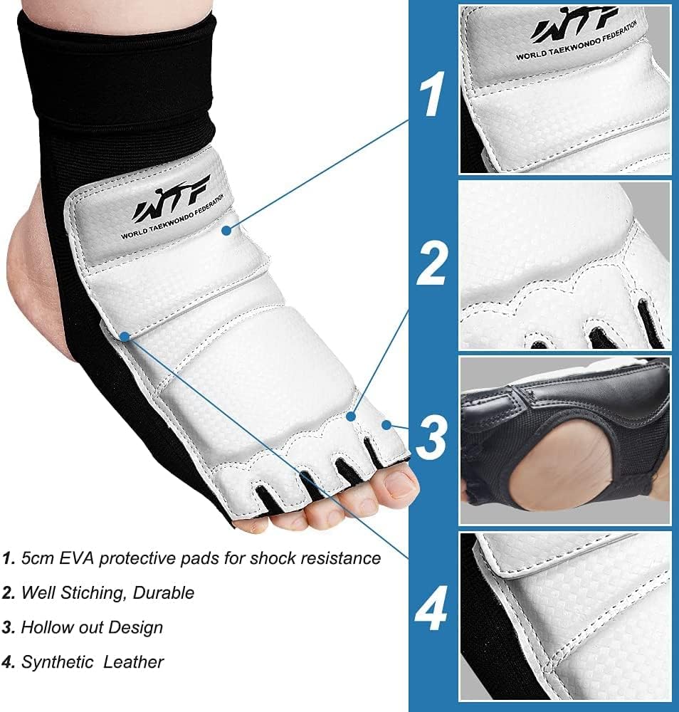 LangRay Taekwondo Sparring Gear Foot Protector Karate Boxing Sparring Foot Guard, Martial Arts Protective Foot Gear for Kung Fu Punch Bag Kickboxing MMA Training