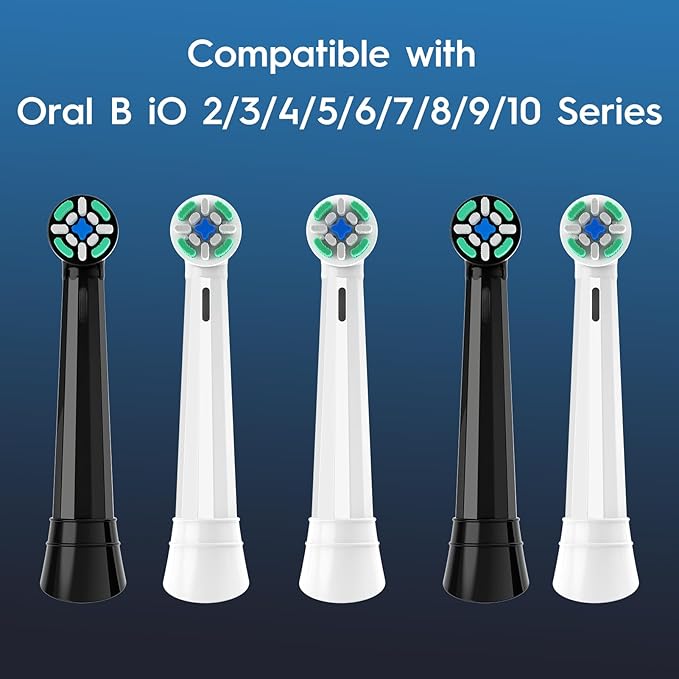 10 Pcs IO Replacement Heads Compatible with Oral B IO 2/3/4/5/6/7/8/9/10 Series Electric Toothbrush, Brush Heads Compatible with Oral B IO for Teeth Cleaning and Gum Protection (Black)