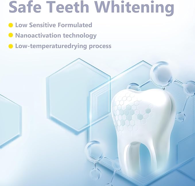 Teeth Whitening Strips for Sensitive, Whitener Safe Whitestrip, Deep Stains Removal Tooth Whitening, Enamel Safe Non-Slip Dry Strip Technology for Whiter Teeth
