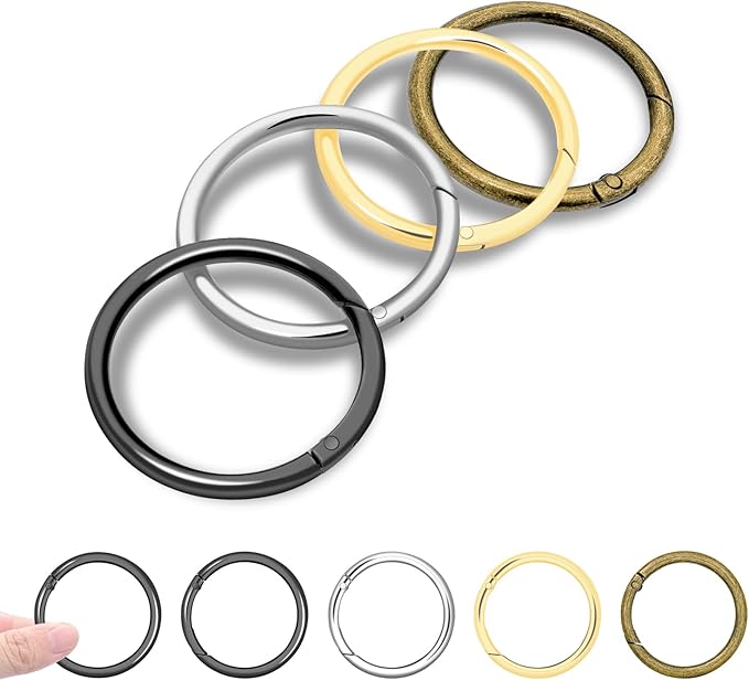 10Pack 1-1/2" Large Round Carabiner Clips, Metal Spring O Rings for Organizer Key Rings, Paracord Keychain Lanyard, Pet Chains, Purse Hardware, Key Snap Hooks DIY Accessory (Assorted)