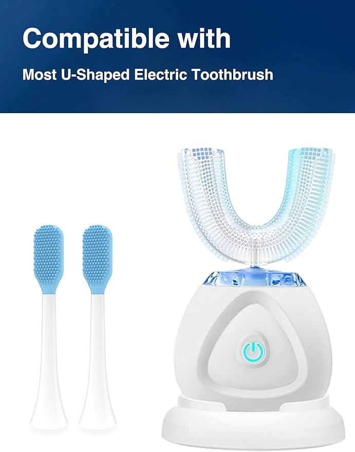 Tongue Scraper Heads for Most U-Shaped Electric Toothbrush – Gentle & Effective Tongue Cleaner, Fresh Breath, 2 Pack, Replacement Brush Heads