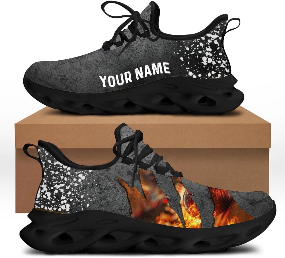 3D Printed Sports Shoes with Bowling-Themed Pattern, Eagle Flag Custom Shoes for Bowler and Bowling Team