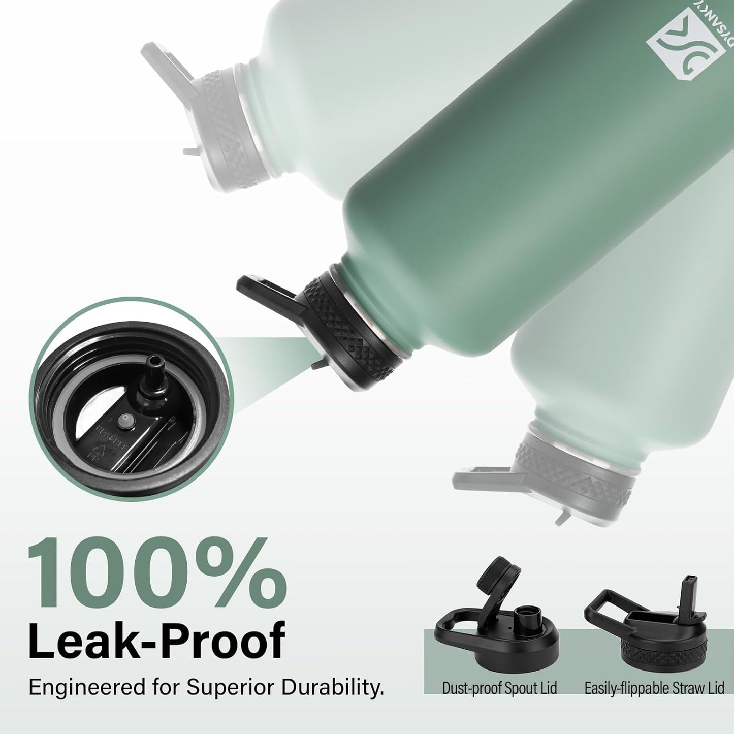 Insulated Water Bottle | Thickened Stainless Steel for Gym and Hiking with Straw, Carrier Bag, Handle Strap | BPA-Free 87 oz