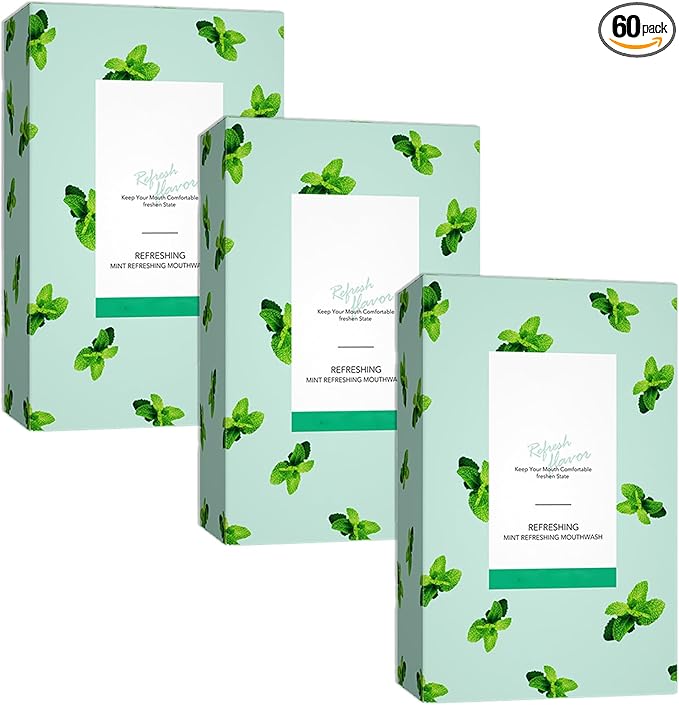 Travel Size Mouthwash,Mini Mouthwash Travel Size Bulk Portable Mouth Wash Set,Individual Small Travel Mouth Wash Packets for Fresh Breath(Pack of 60) A19