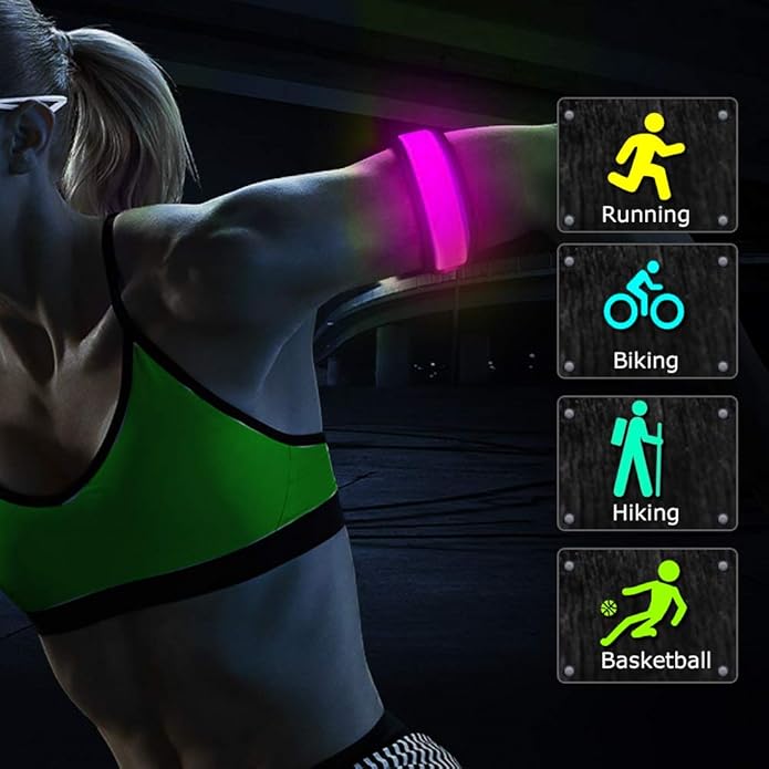 LOBKIN Safety Bracelets, LED Slap Armband Kids Walking at Night Safe LED Light Wrist Light Reflective Belt, Magic Band Running Lights for Runners