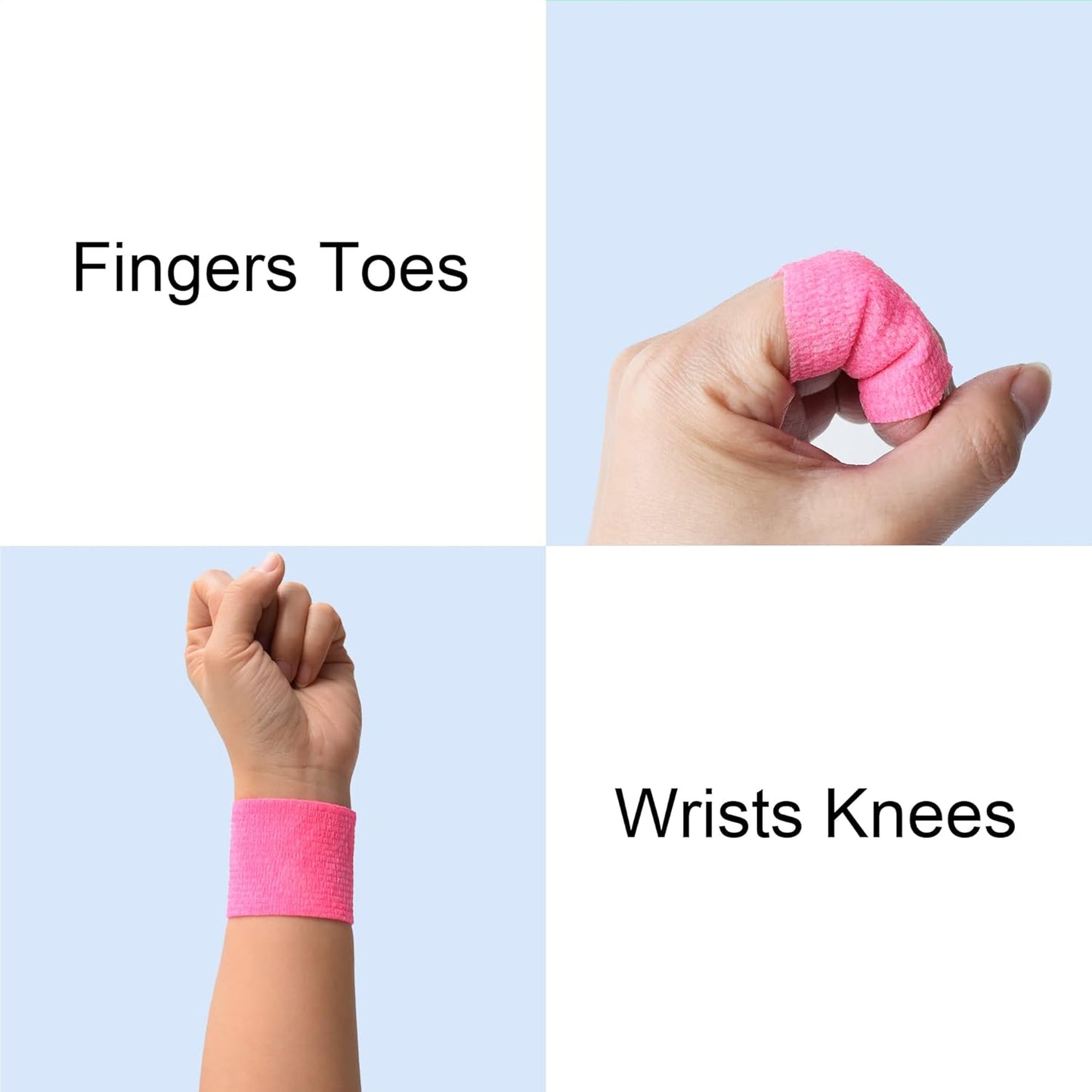 10 Pack Self Adherent Bandage Wrap Elastic Cohesive Bandage Self Adhesive Tape Vet Wrap Tape 2 Size (8Pack 2'' and 2Pack 1''), Pink